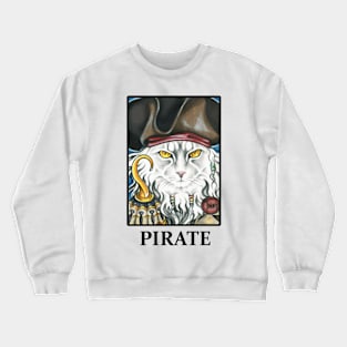 Pirate Cat with Hook - Quote - Black Outlined Version Crewneck Sweatshirt